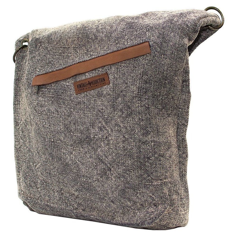 NEW! Vintage Addiction Fold-Over Jute Crossbody Bag - Grey